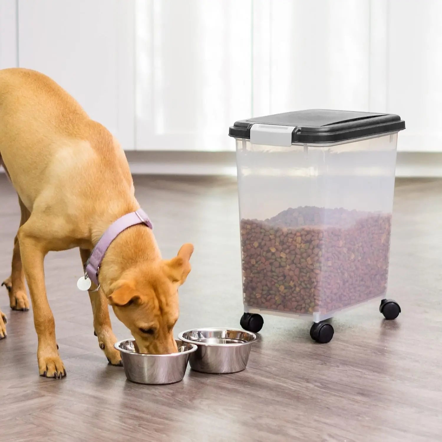 Airtight Pet Food Container. Available in different sizes, and is on Wheels