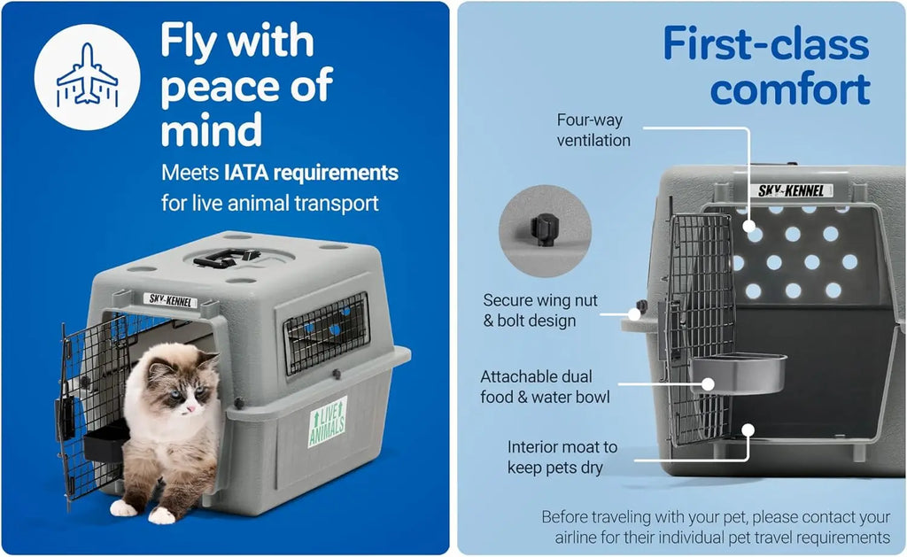 Airline Approved Large Dog Crate for Pets 70-90 lbs, Heavy Duty Travel Kennel with Ventilation