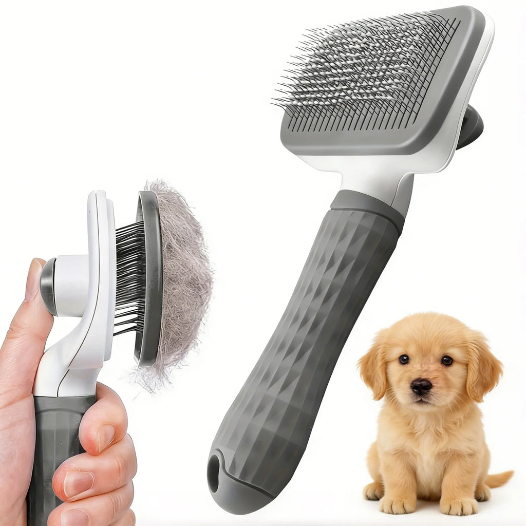 Pet Grooming Brush with One-Click Hair Removal