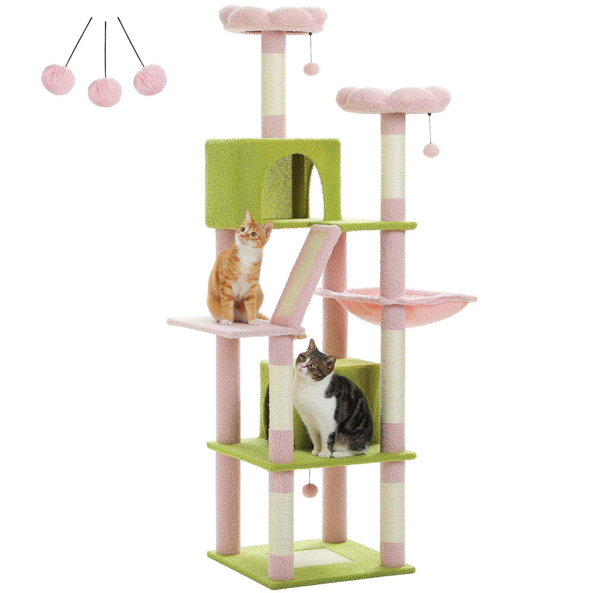 Large Tall Cat Tree for Indoor Cats. Multi-Level Plush Cat Condo with Scratching Posts, Scratching Boards, Perches and Caves