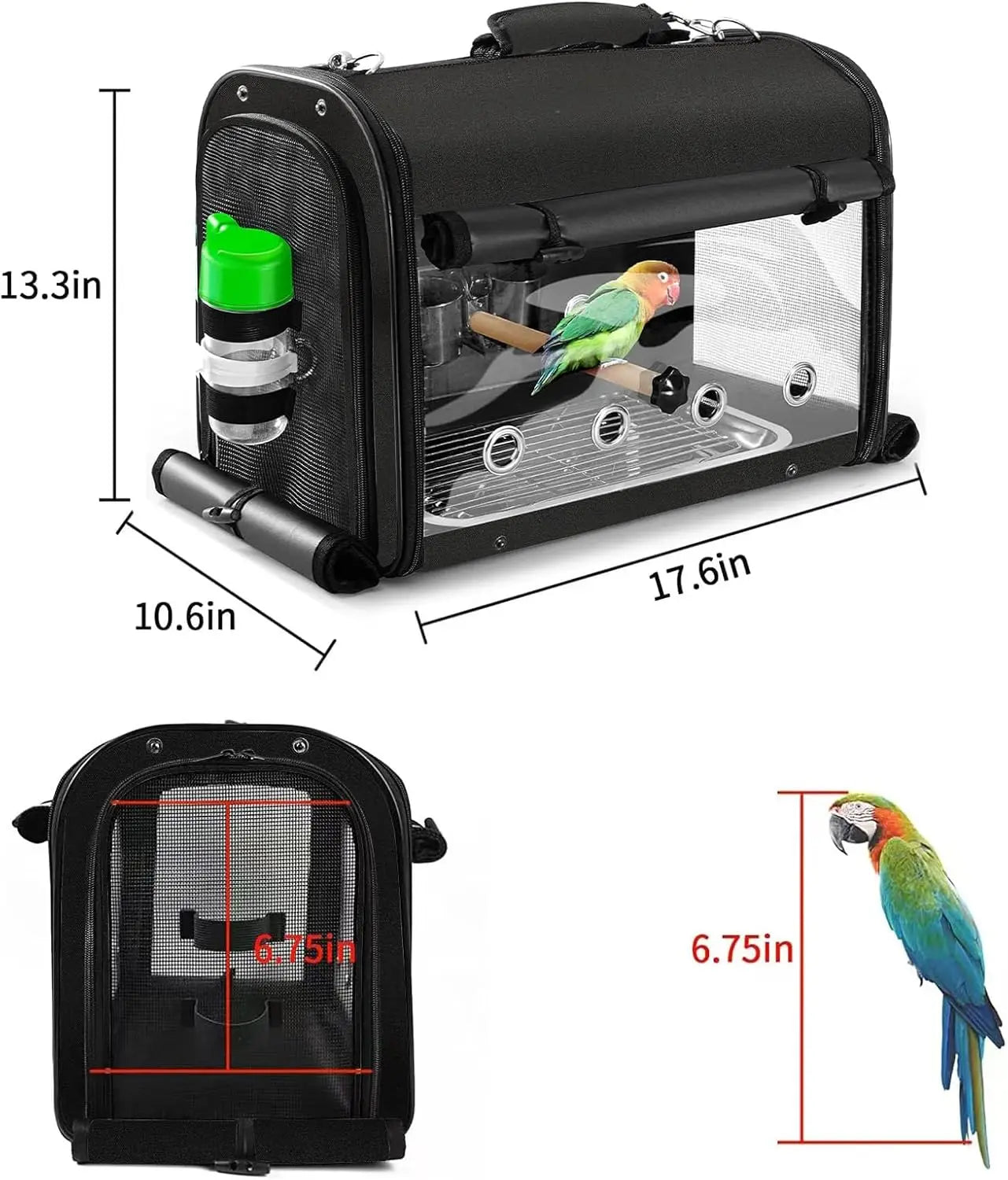 Lightweight Bird Travel Cage Backpack with Stand