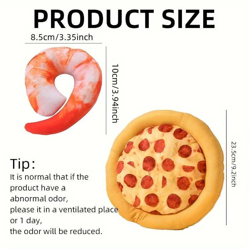 Squeaky Plush Pizza & Shrimp Dog Toy