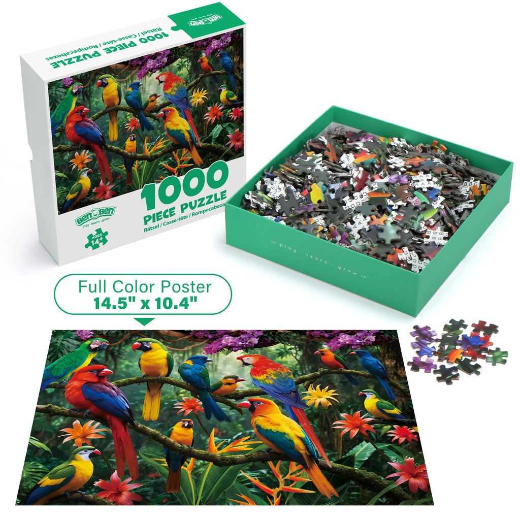 Parrots in the Jungle 1000 Piece Jigsaw Puzzle Gift For Adults