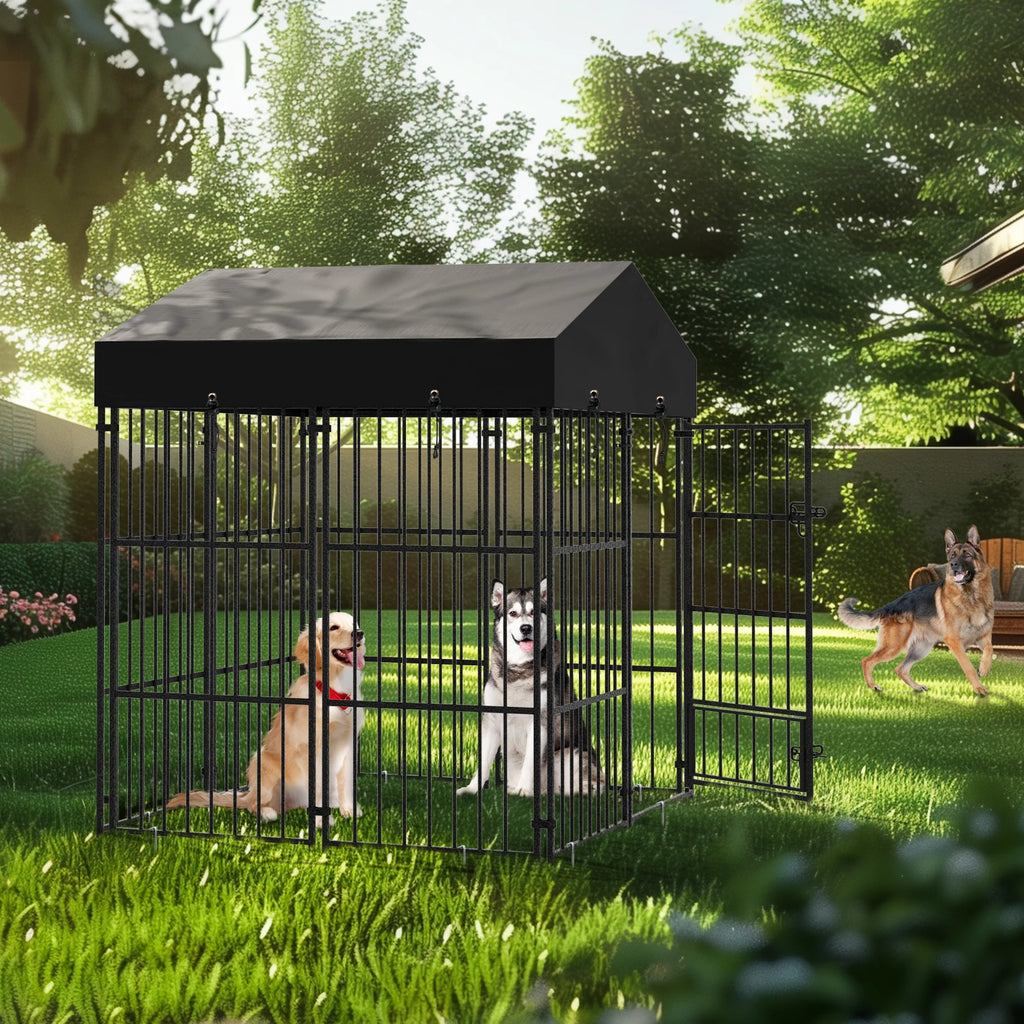 XXL Large Luxury Outdoor Dog Kennel with Roof & Cover