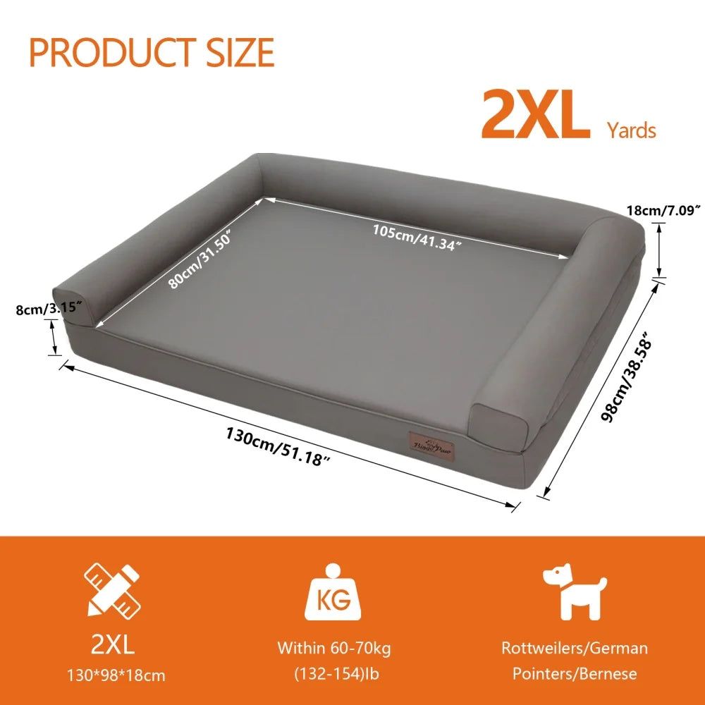 M-XXL Orthopedic Bed Bolster Microfiber Leather, Waterproof with Removable Cover for Easy Clean