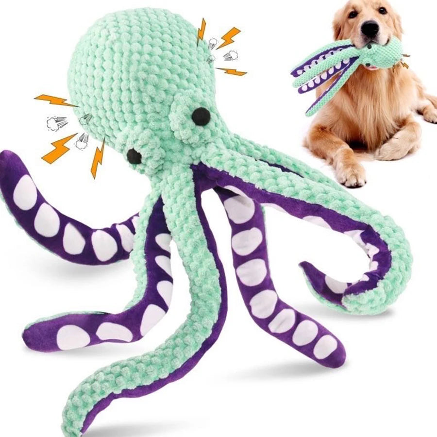 Dog pet plush octopus toy. Interactive sound. Anti-demolition home. Large and small dog boredom companion toy