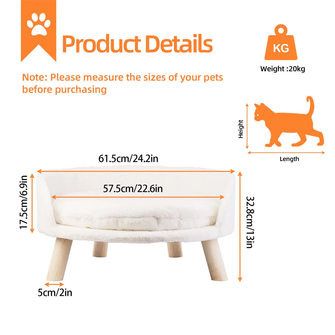 Luxury Cat Bed. Soft Warm Plush Fabric. Pet Nesting Chair with Cushion Pad that's Washable. Waterproof for Small Pets