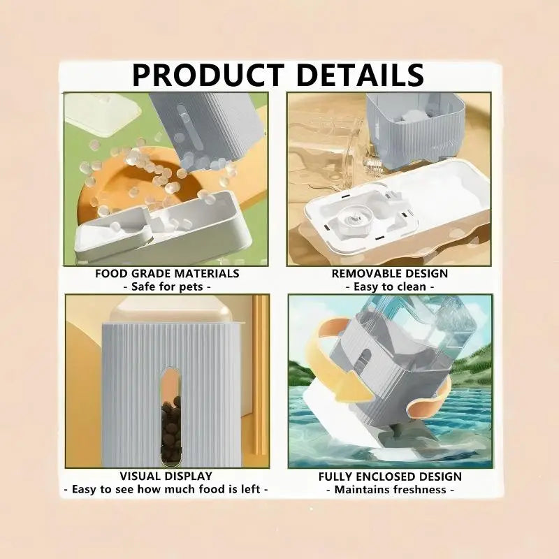 3.5L Large Capacity Automatic Dog Cat Feeder And Water Dispenser