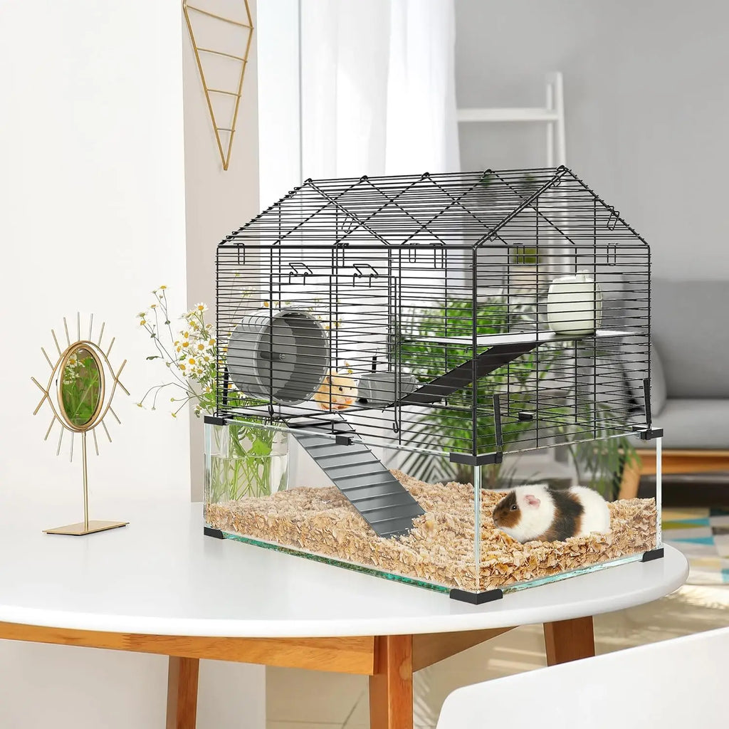 Small Animal Cage Habitats with Water Bottle for Rats Hamsters & Hedgehogs Guinea Pigs