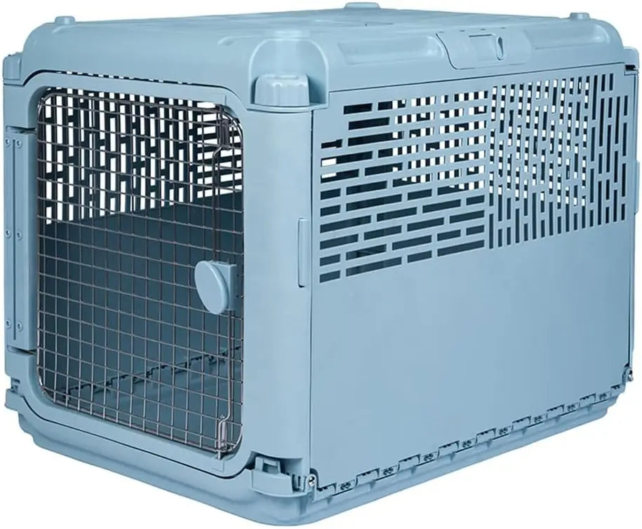 Collapsible Travel Dog Crate with Rolling Plastic Wire Door, 22.1" L x 23.3" W x 30.6" H, Portable Kennel for Pets
