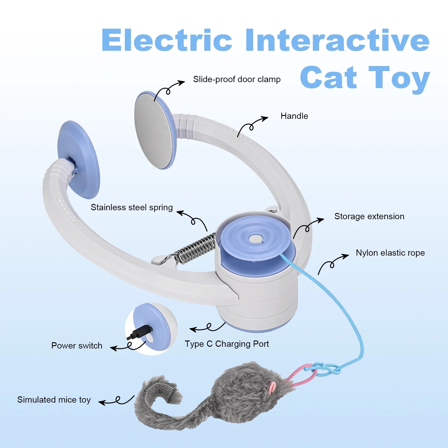 Electric Door Hanging Cat Toy. Interactive Cat Toy. USB Rechargeable Self Play Toy
