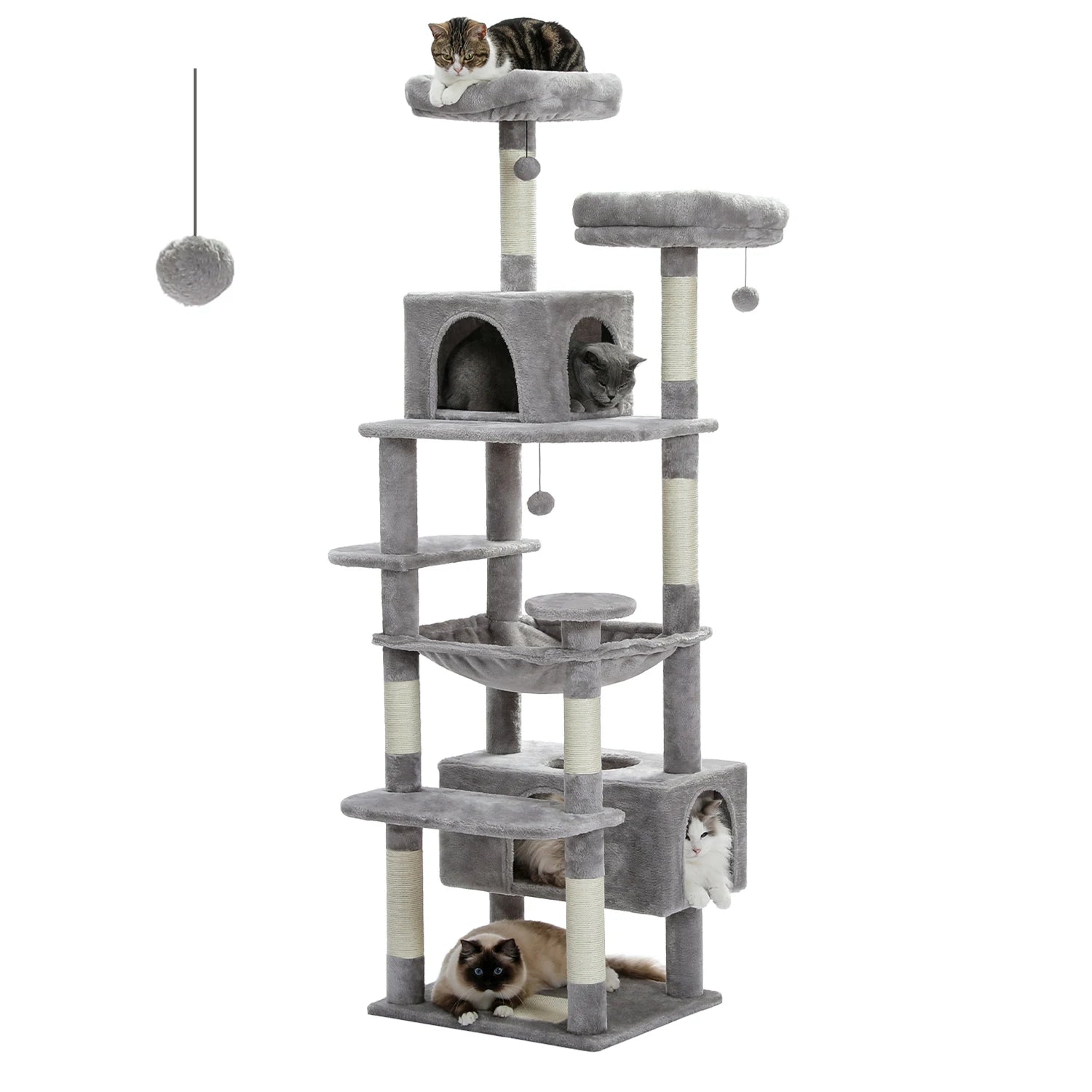 Large Cat Tree and Tower for Indoor Cats With Sisal-Covered Scratching Posts, Spacious Hammock and Padded Perches