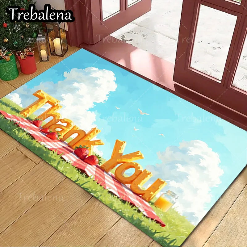 1pc Welcome Door Mat with avCute Puppy Birthday Party. Decorative Floor Mat for Home Entrance