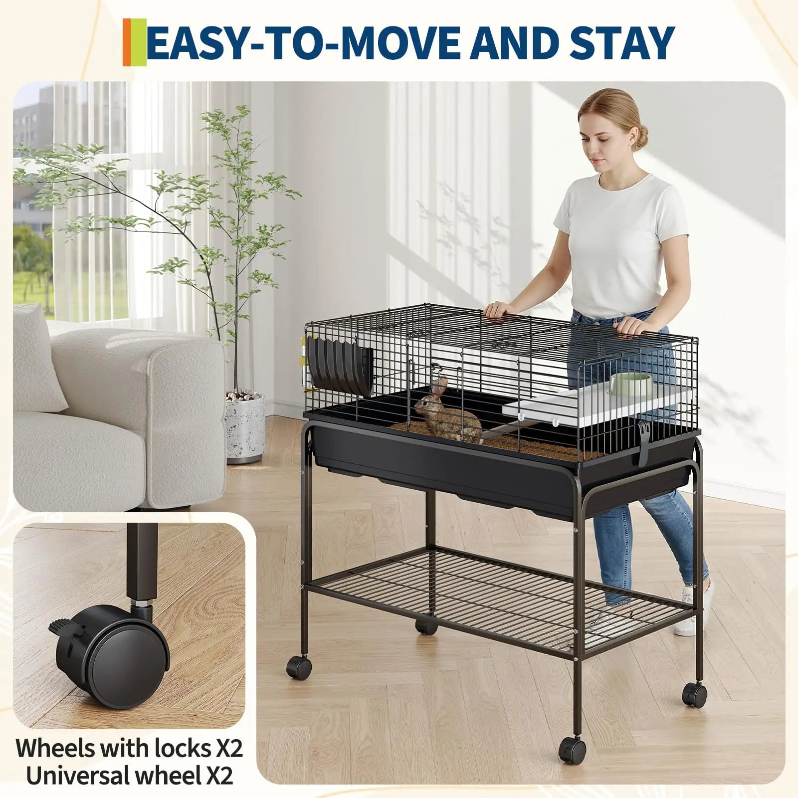 35.3"H Small Pet Cage Kit With Removable Storage Shelf