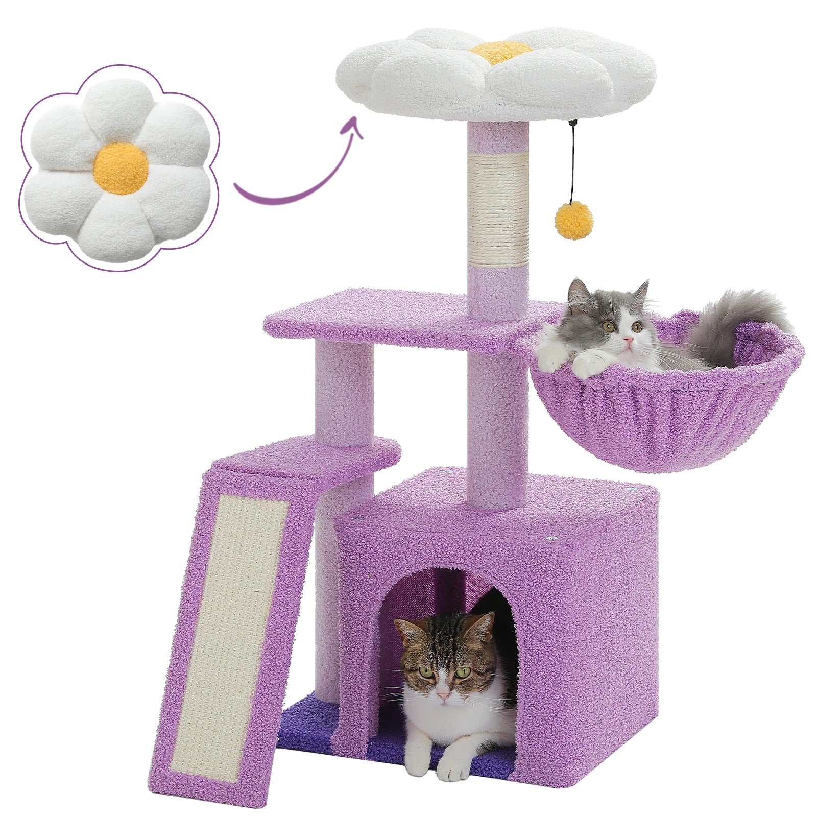 Small Cat Tree Tower with Natural Sisal Scratching Post, Spacious Top Perch, Private Cat Condo. Perfect for Indoor Cats