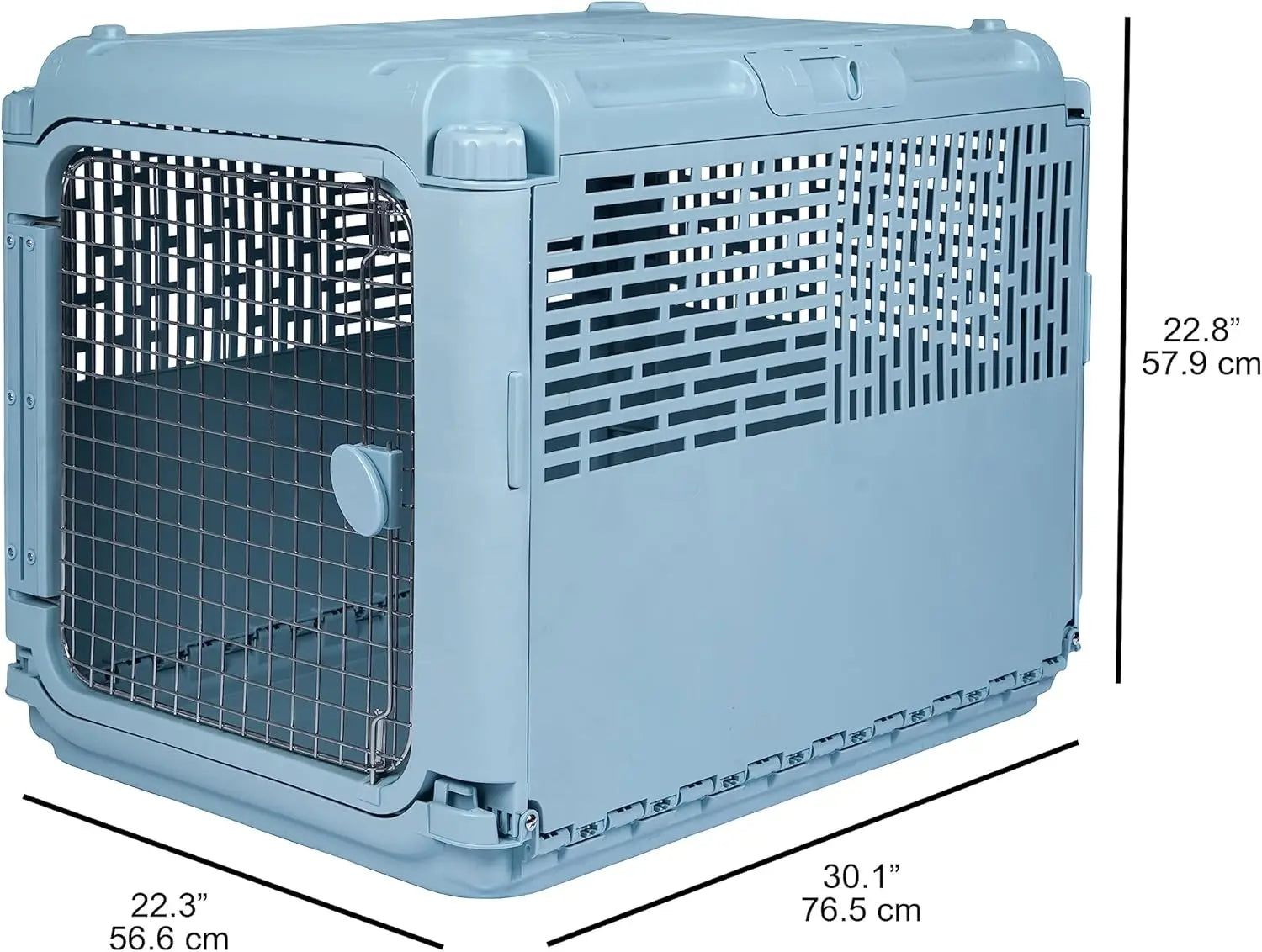 Collapsible Travel Dog Crate with Rolling Plastic Wire Door, 22.1" L x 23.3" W x 30.6" H, Portable Kennel for Pets