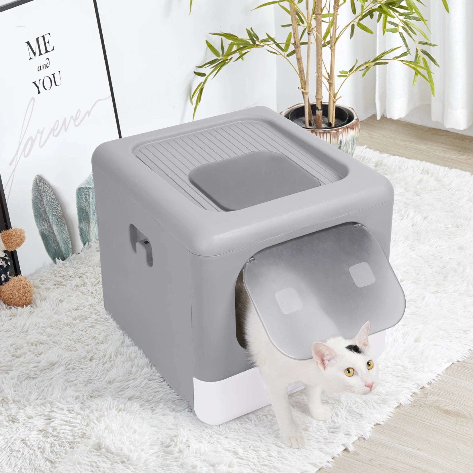Cat Litter Box with Scoop and Tray Sifting Enclosed