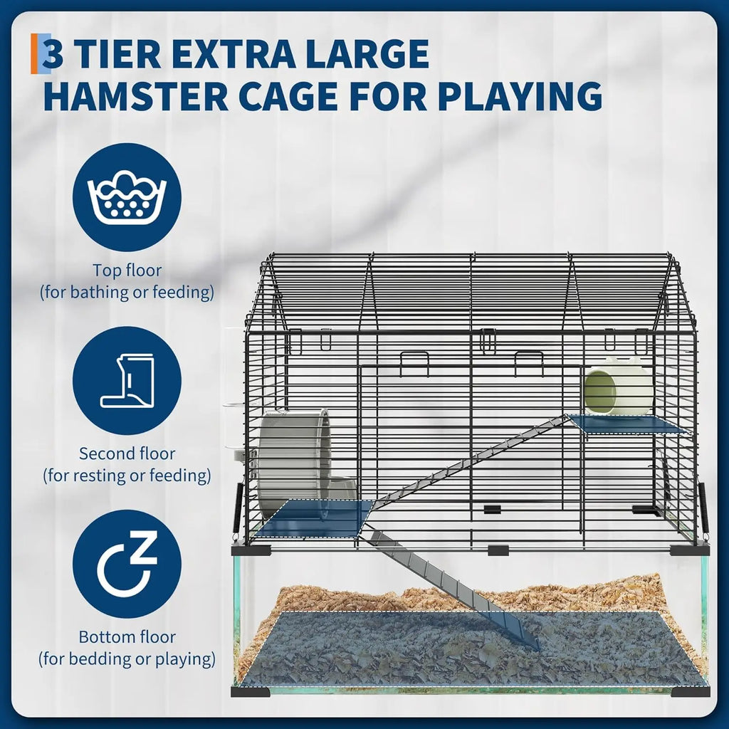 Small Animal Cage Habitats with Water Bottle for Rats Hamsters & Hedgehogs Guinea Pigs