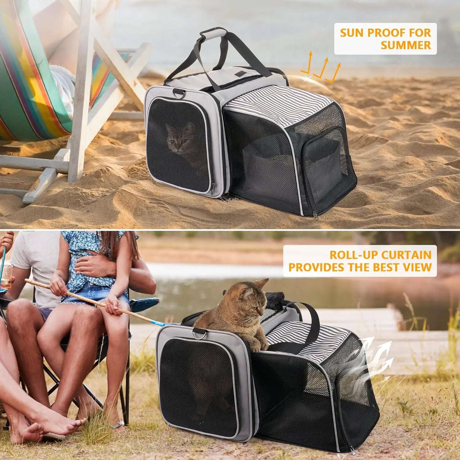 Cat Carrier with Litter Box. Soft Cat Travel Carrier with Food Carrier