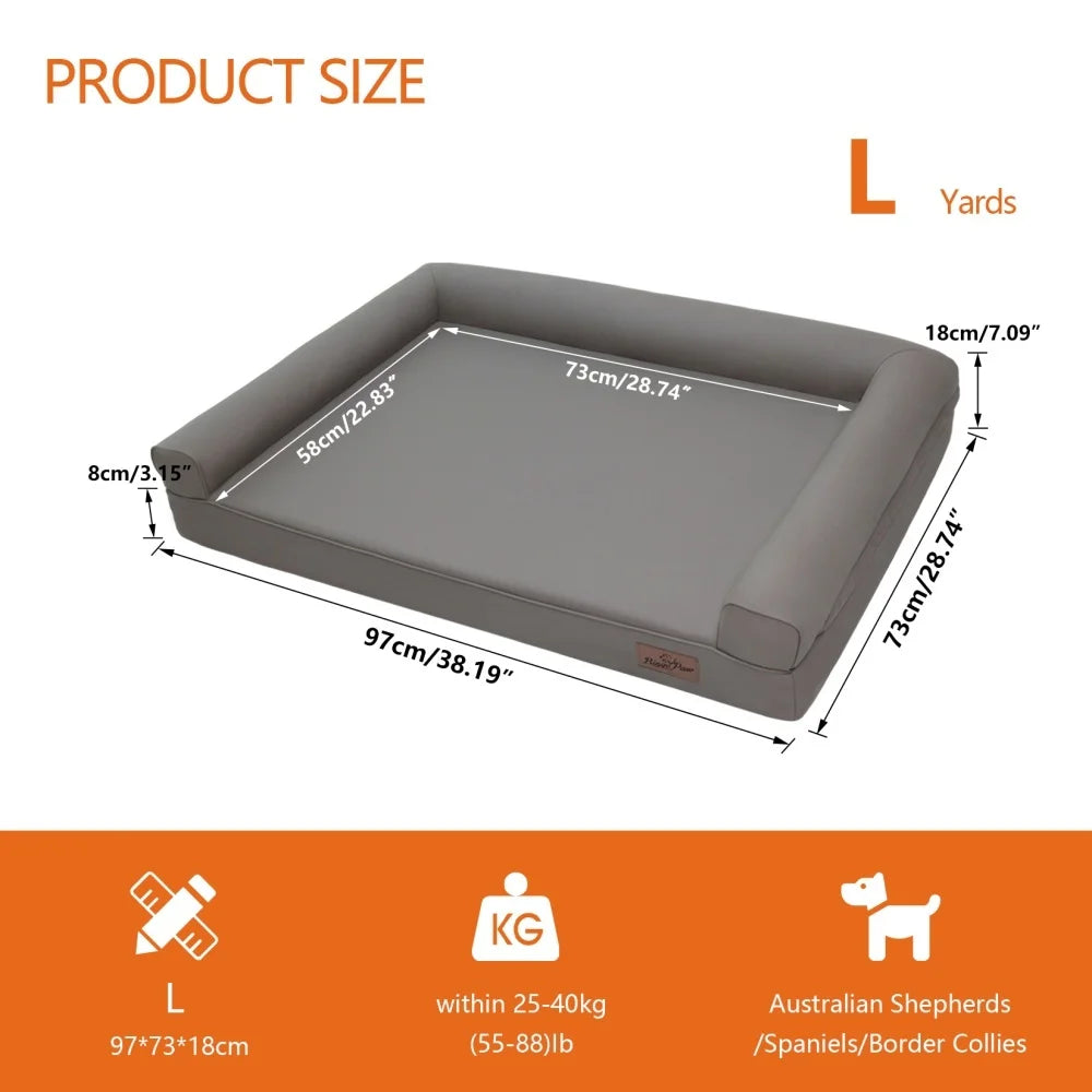 M-XXL Orthopedic Bed Bolster Microfiber Leather, Waterproof with Removable Cover for Easy Clean