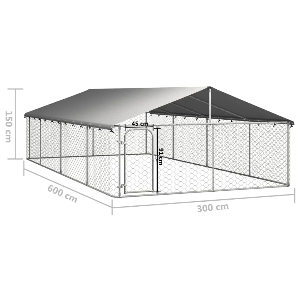 Outdoor Kennel with Roof 600x300x150 cm /100x100x150 cm/200x100x150 cm. Kennels and Fences for Dogs Galvanized Steel Large Kennel