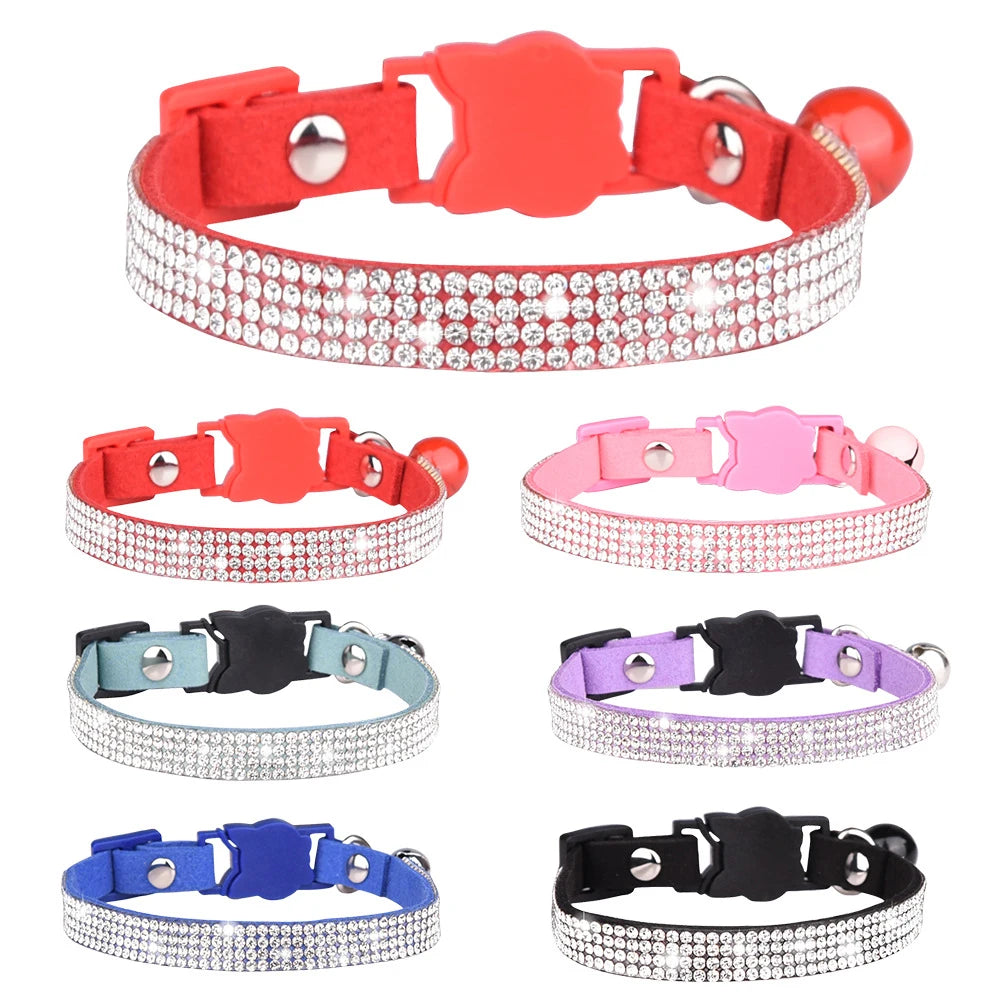 Small Cat Collar with Rhinestone and Quick Release
