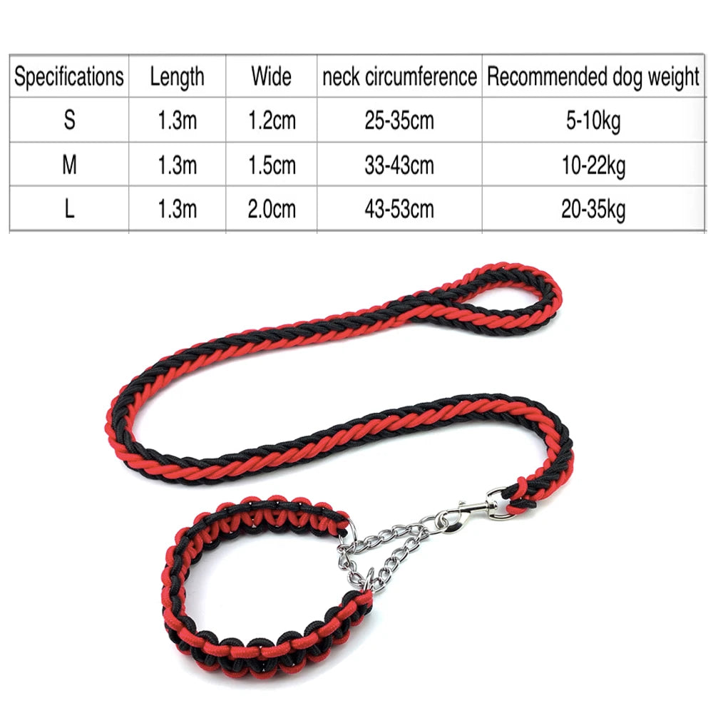 Nylon Braided Dog Collar And Leash Set For Small, Medium and Large Dog