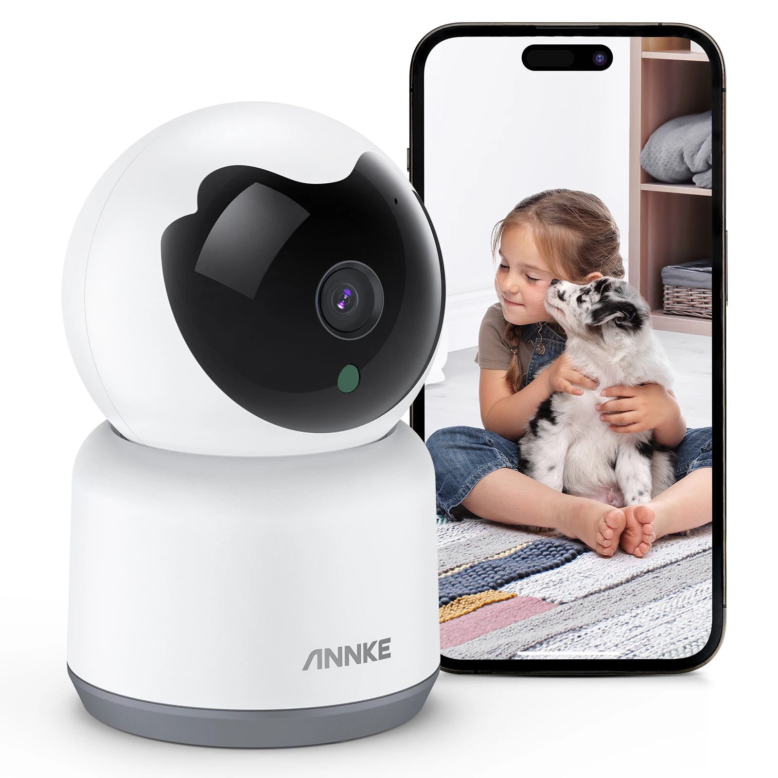 WiFi PT Home Baby/Pet Monitor Indoor Security Camera with Two-Way Audio and Motion Detection