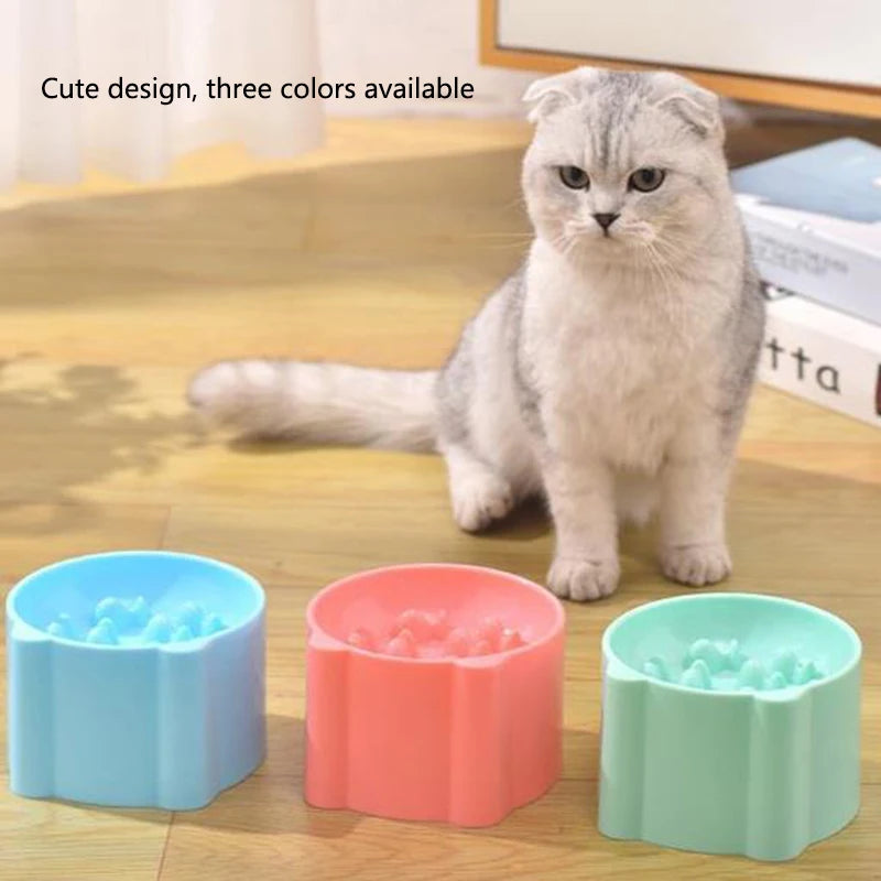 Cat slow food bowl. Anti-choking bowl and neck protection design