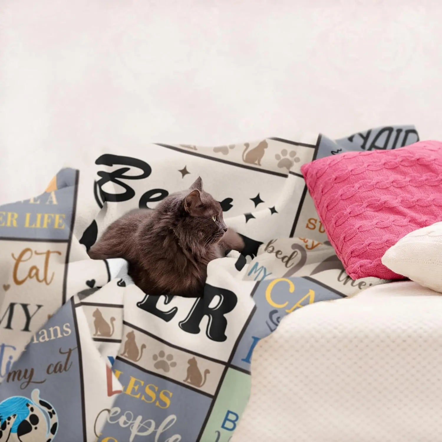 Soft Cat Lover Blanket 50x60 Inches, Perfect Gift for Women and Cat Enthusiasts, Lightweight and Warm
