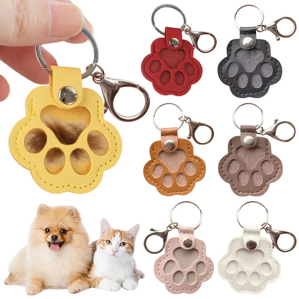 Adorable Paw Print Keychains Commemorative Pet Hair Storage Bag for Pet Lovers