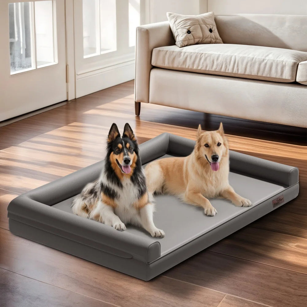 M-XXL Orthopedic Bed Bolster Microfiber Leather, Waterproof with Removable Cover for Easy Clean