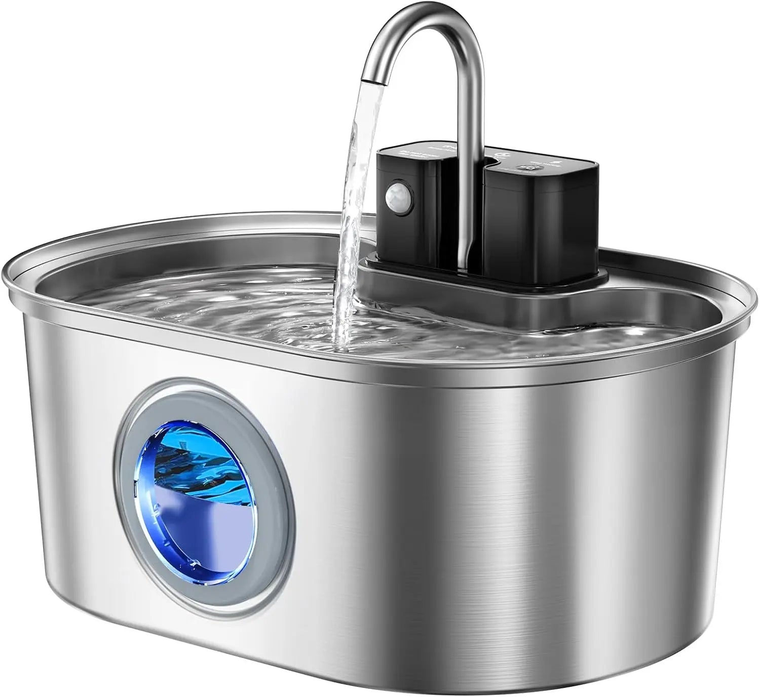 Stainless Steel Water Fountain. 108oz. Battery Operated Wireless Quiet Pump. Multi-Filtration BPA-Free. Easy Clean