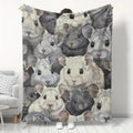 Gray Hamster Pattern Flannel Blanket - Soft and warm, suitable for sofa, bed, camping, and as a holiday gift for boys and girls