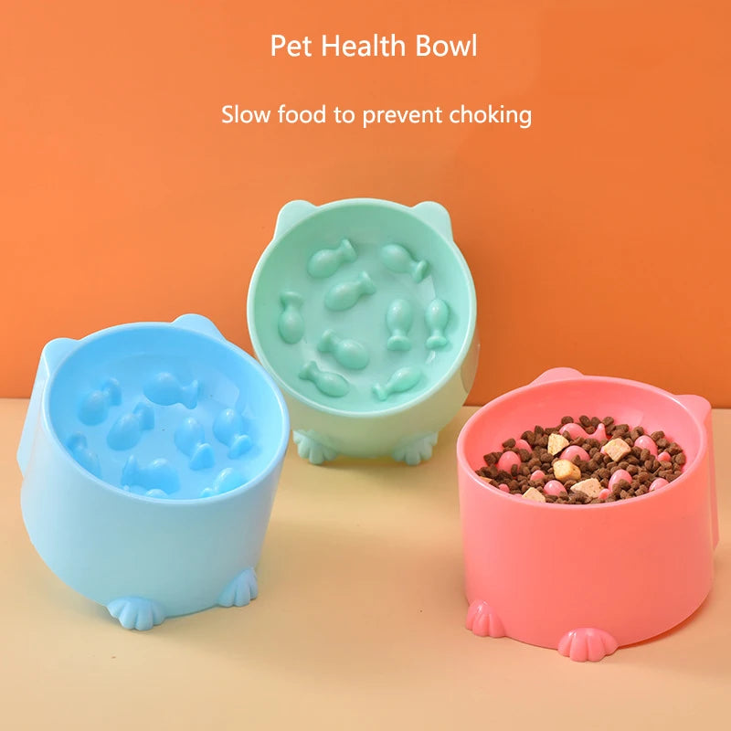 Cat slow food bowl. Anti-choking bowl and neck protection design