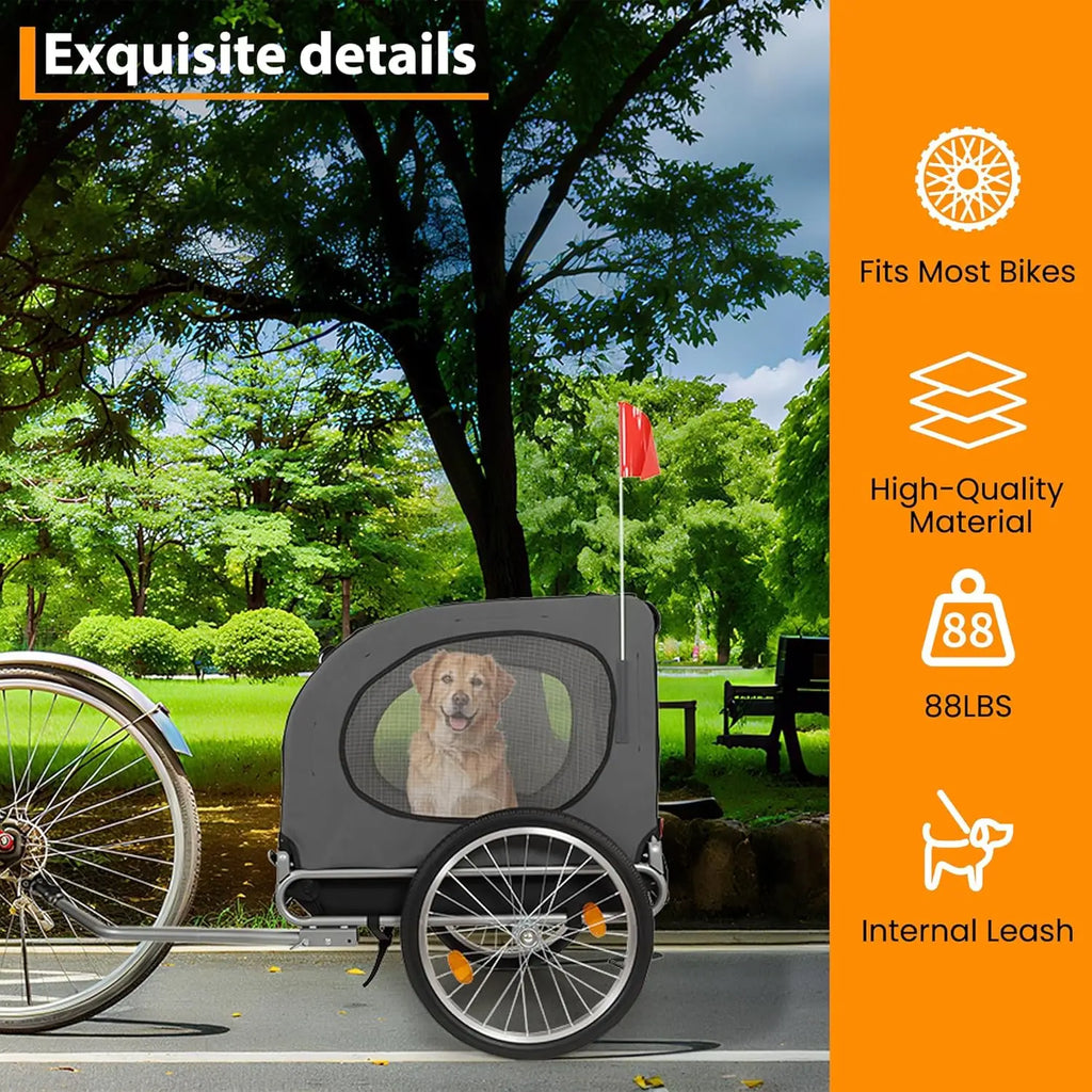 Folding Dog Bike Trailer with Universal Bicycle Coupler