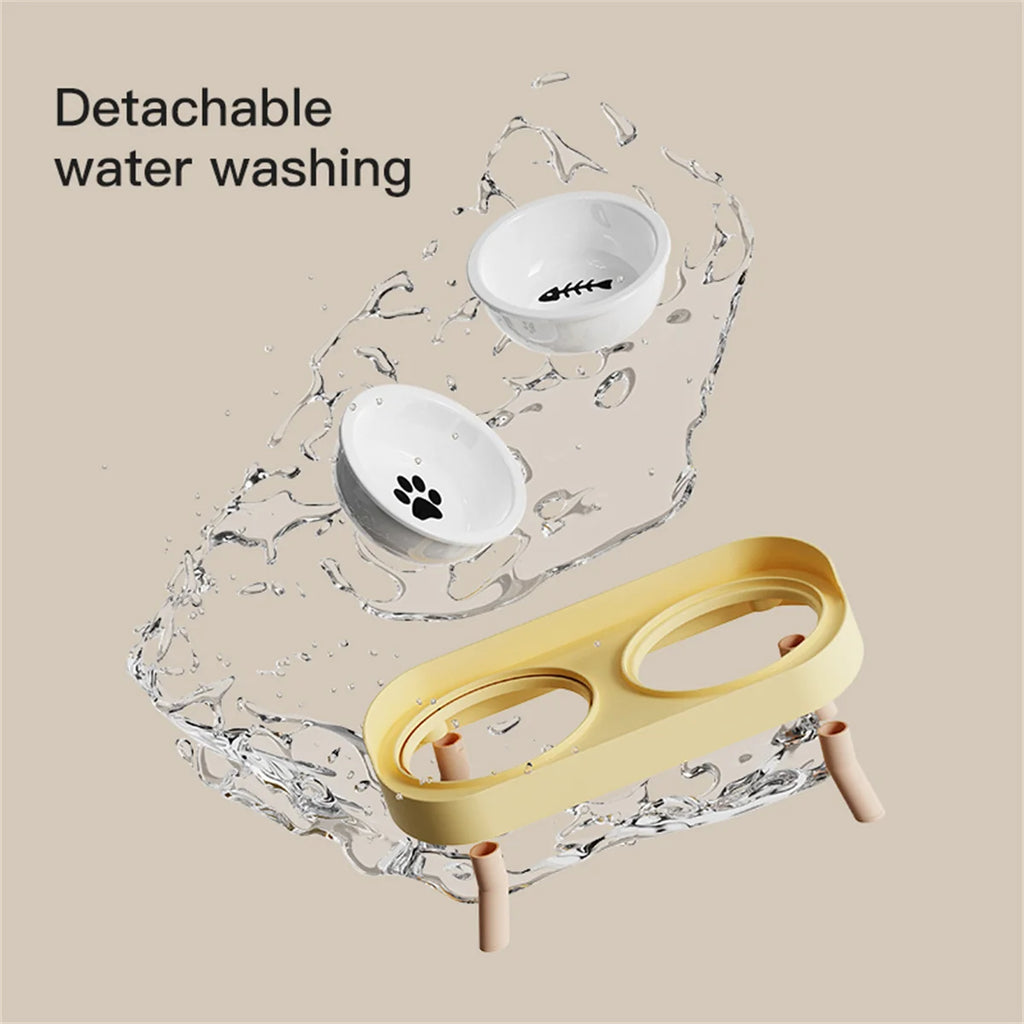 Cat double bowl feeder, with adjustable height