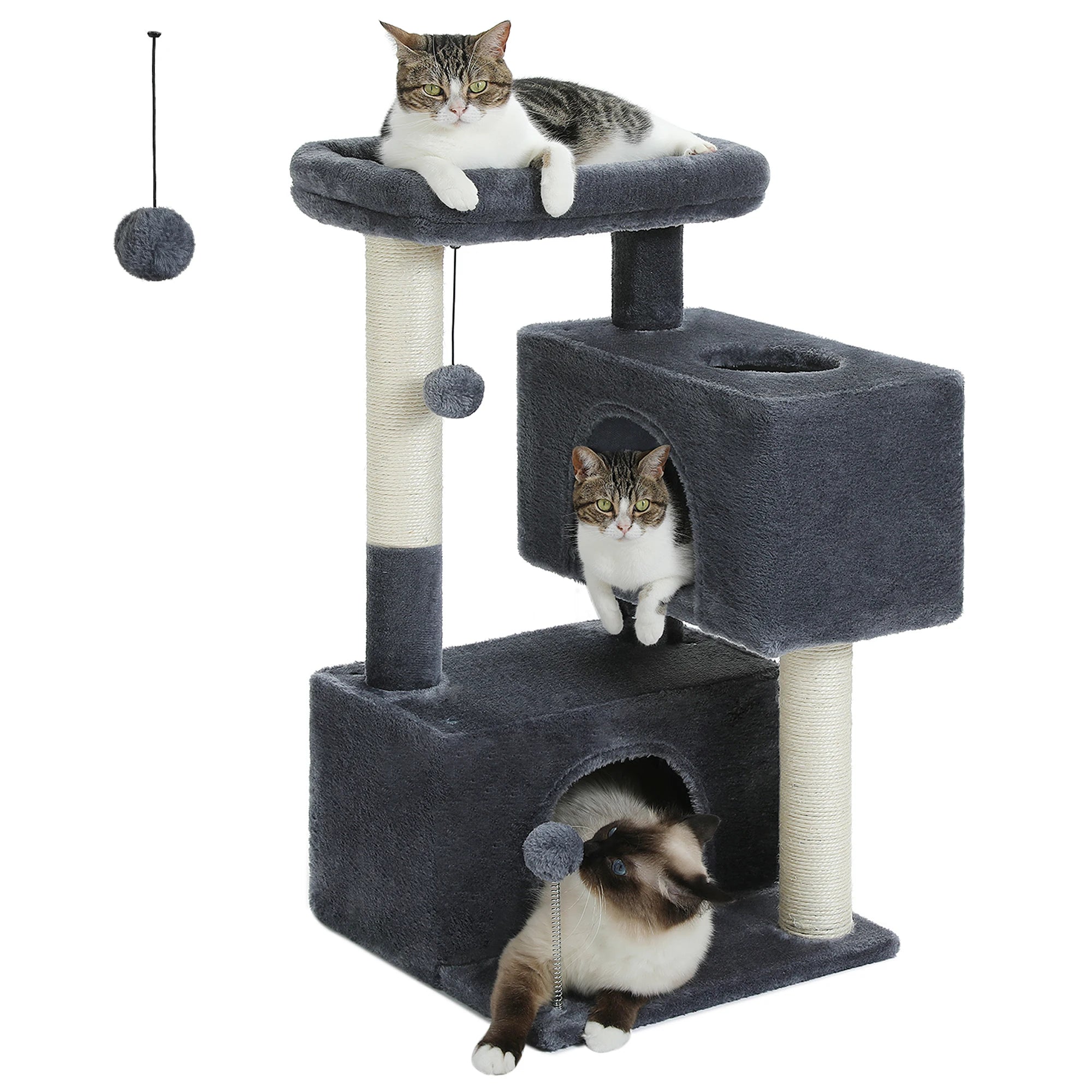 Multi-Level Cat Tree Tower with Sisal Scratching Posts and Soft Padded Perch