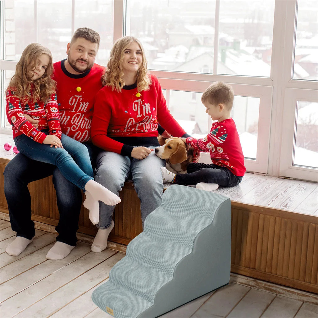 Pet Stairs for High Beds and Sofa/Couch. High-Density Sponge Foam Steps with Washable Cover