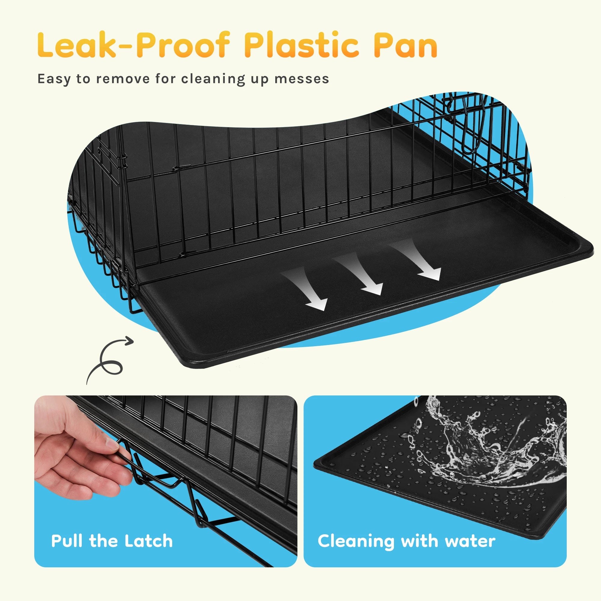 Single Door 30 Inch Folding Metal Wire Dog Crate with Plastic Leak-Proof Pan