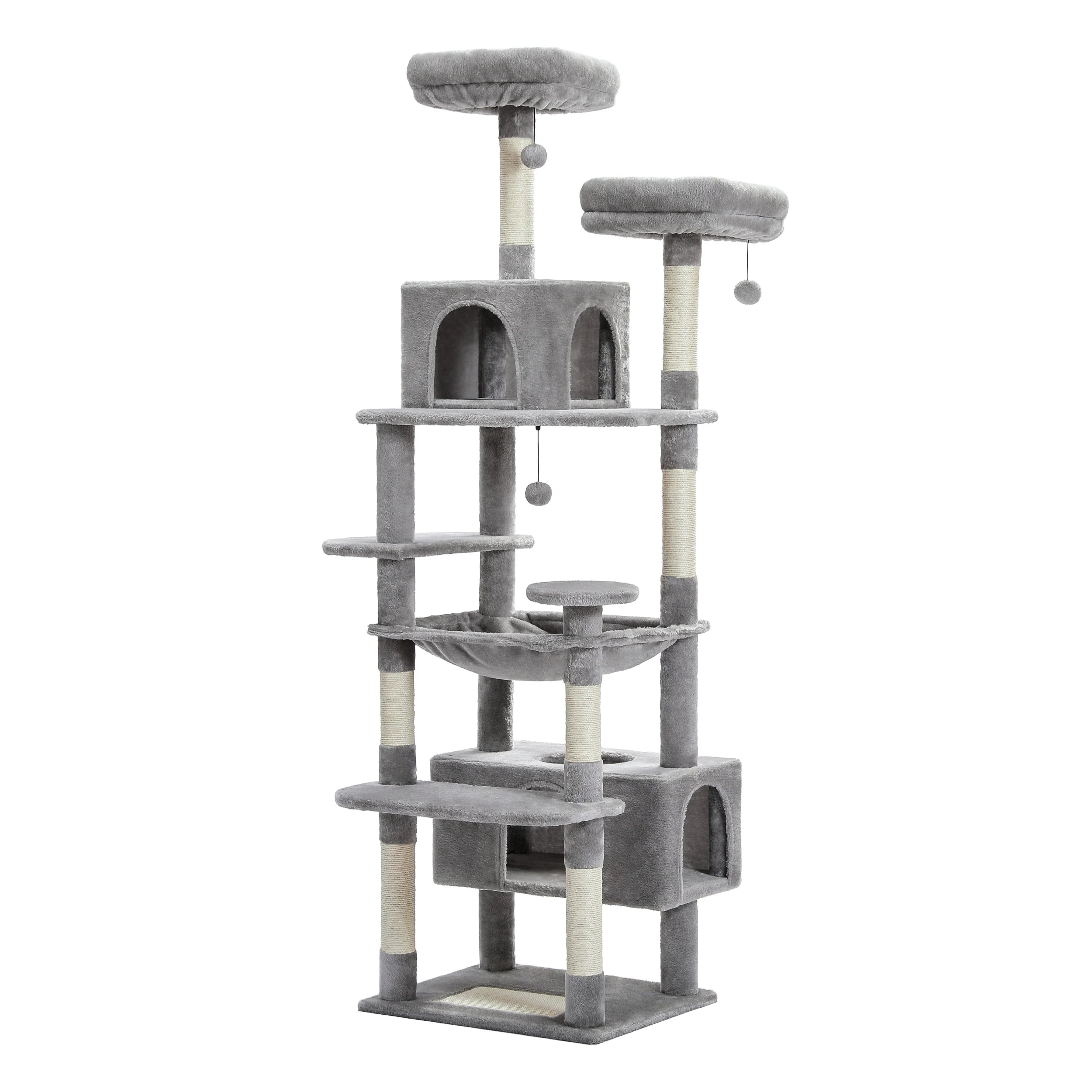 Large Tall Cat Tree for Indoor Cats. Multi-Level Plush Cat Condo with Scratching Posts, Scratching Boards, Perches and Caves
