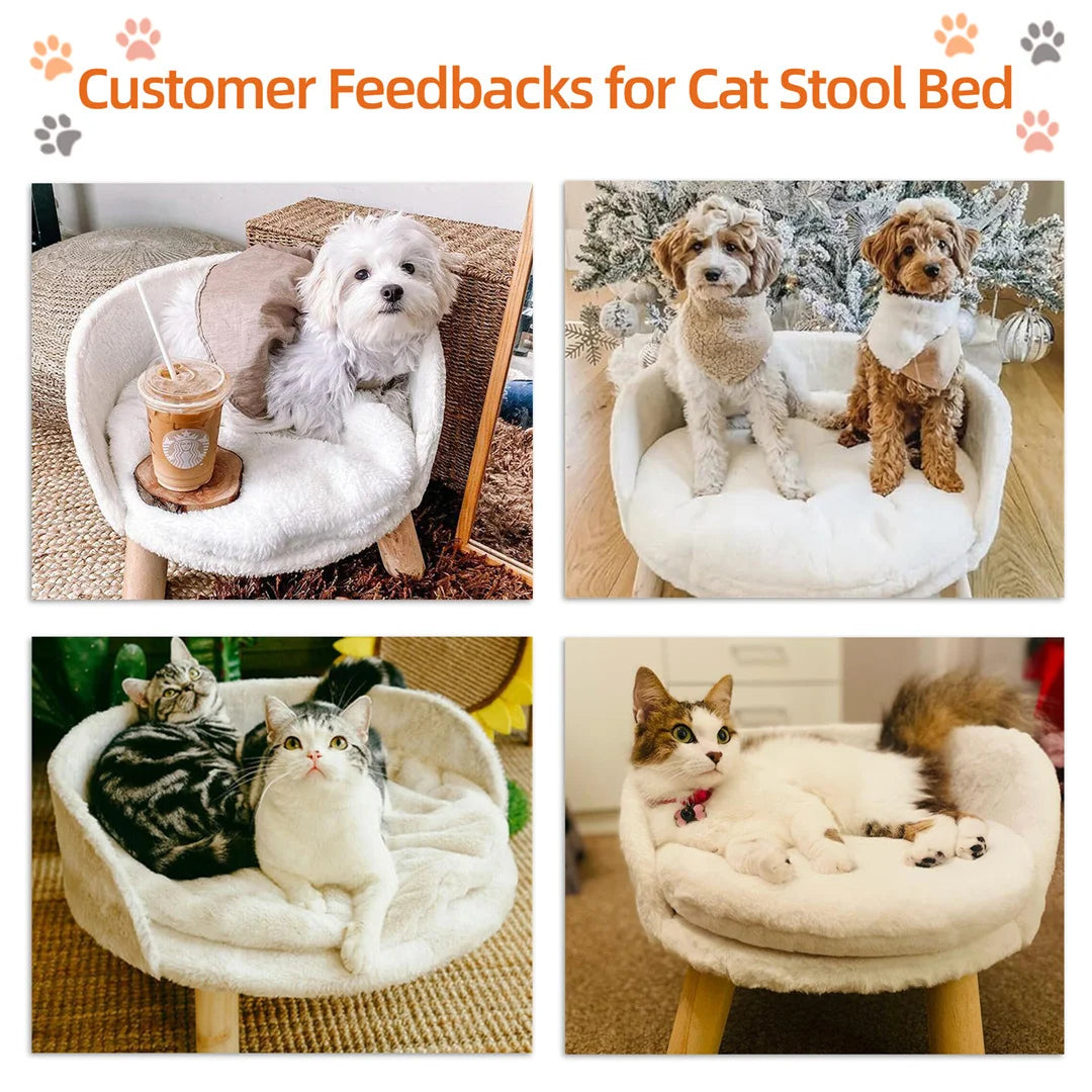 Luxury Cat Bed. Soft Warm Plush Fabric. Pet Nesting Chair with Cushion Pad that's Washable. Waterproof for Small Pets