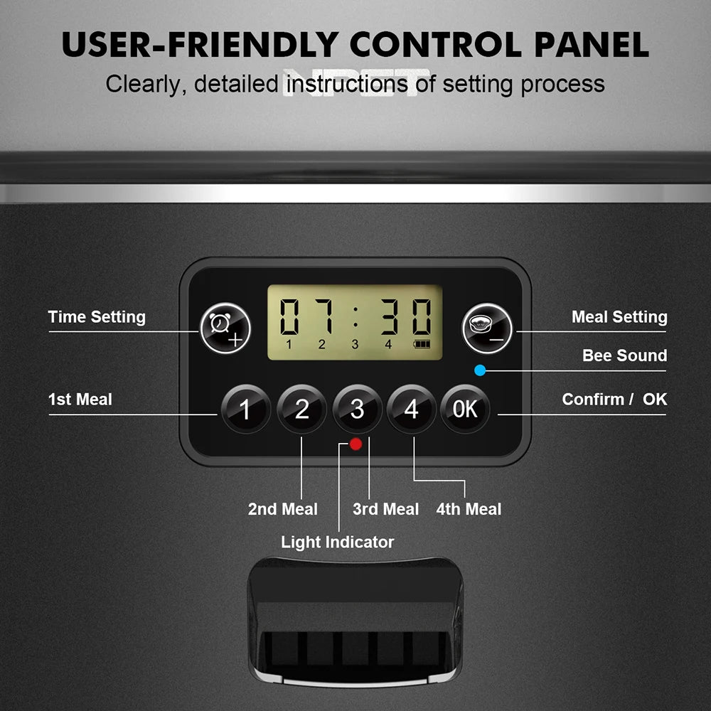 4L Automatic smart pet feeder for cats, dogs and multiple pets with stainless steel bowl