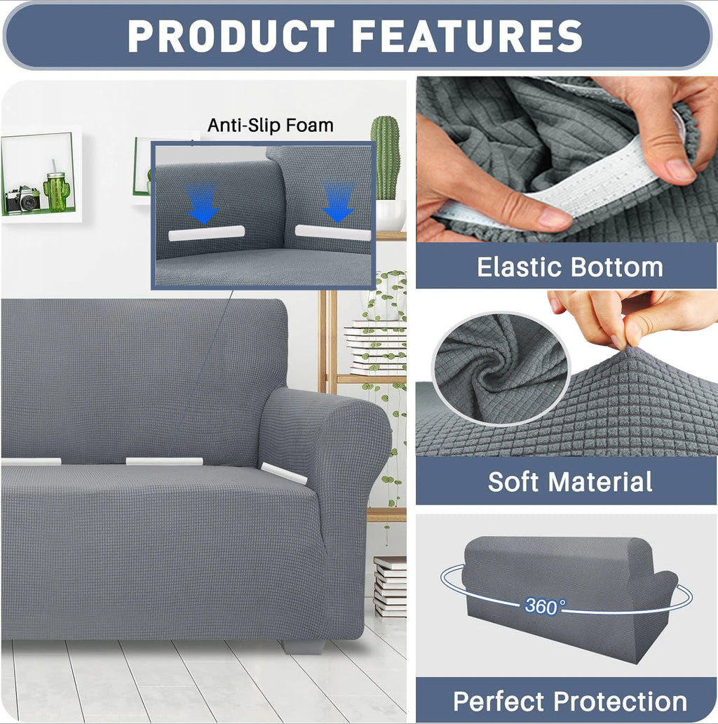 Jacquard Stretch Couch Cover. Universal Sofa Covers to help protect your couch from Dogs and Cats. Pets Friendly and Washable Furniture Protector. Fitted Sofa Slipcovers