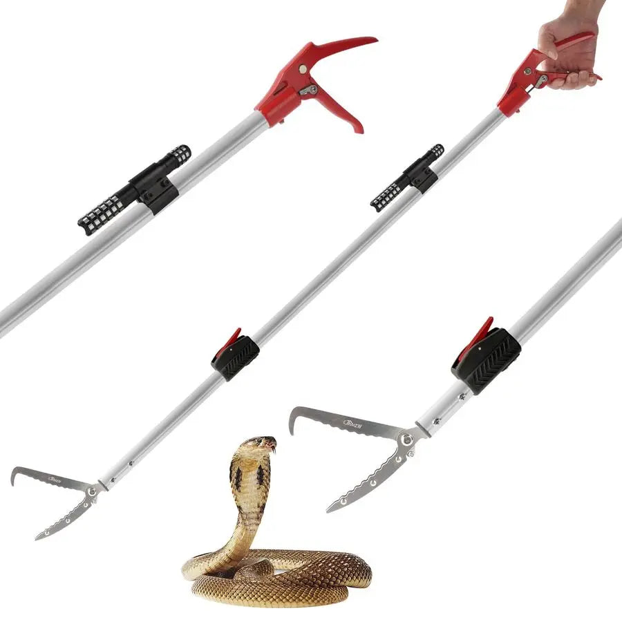 Snake Catcher Tongs, Grabber Stick, Hook Bite Kits with Telescopic Pole