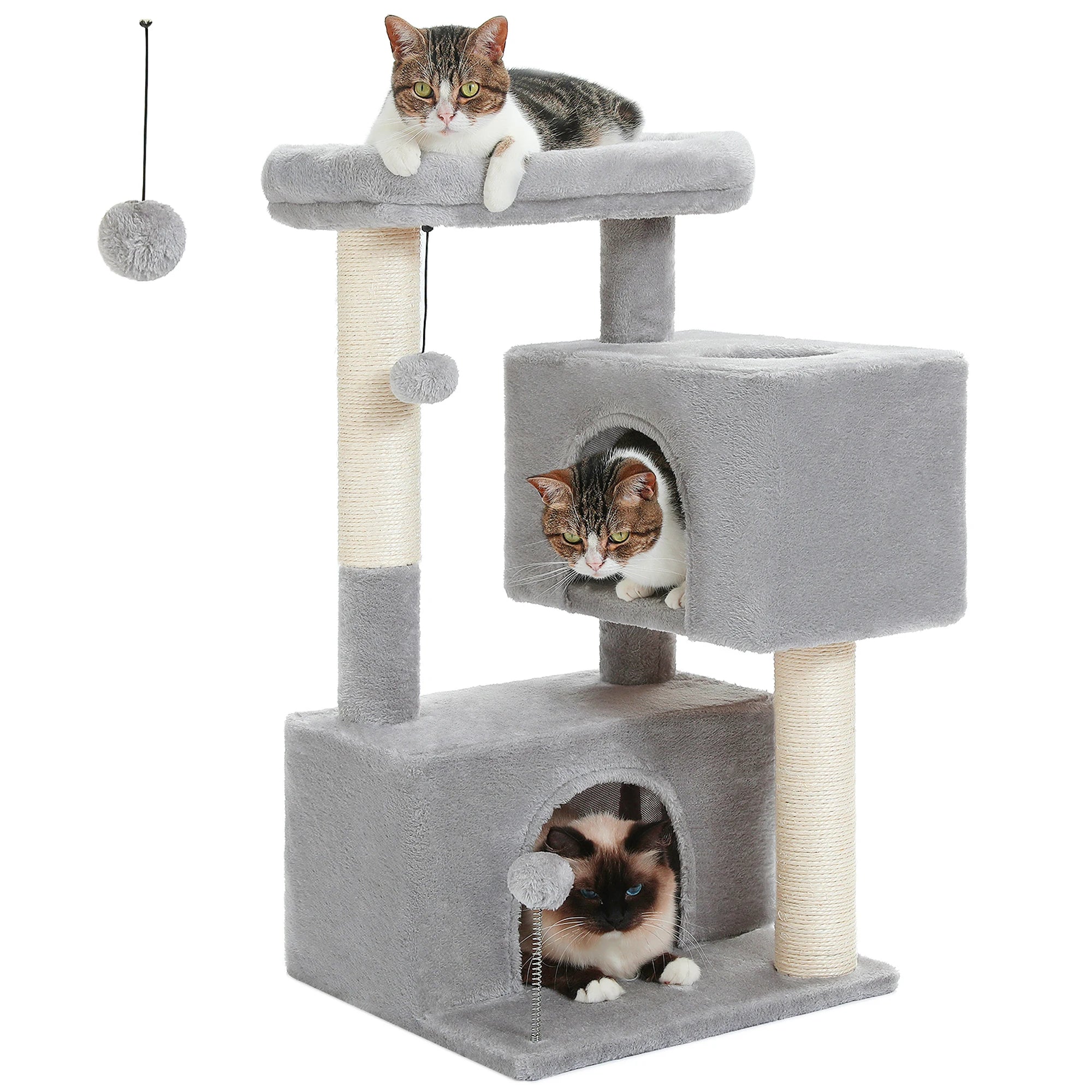 Multi-Level Cat Tree Tower with Sisal Scratching Posts and Soft Padded Perch