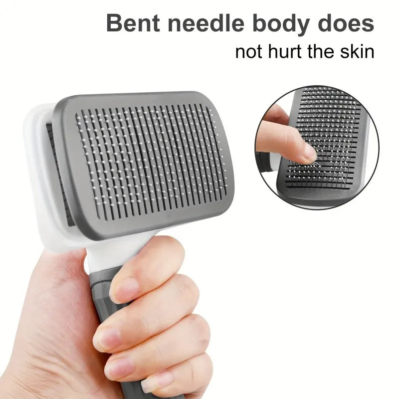 Pet Grooming Brush with One-Click Hair Removal
