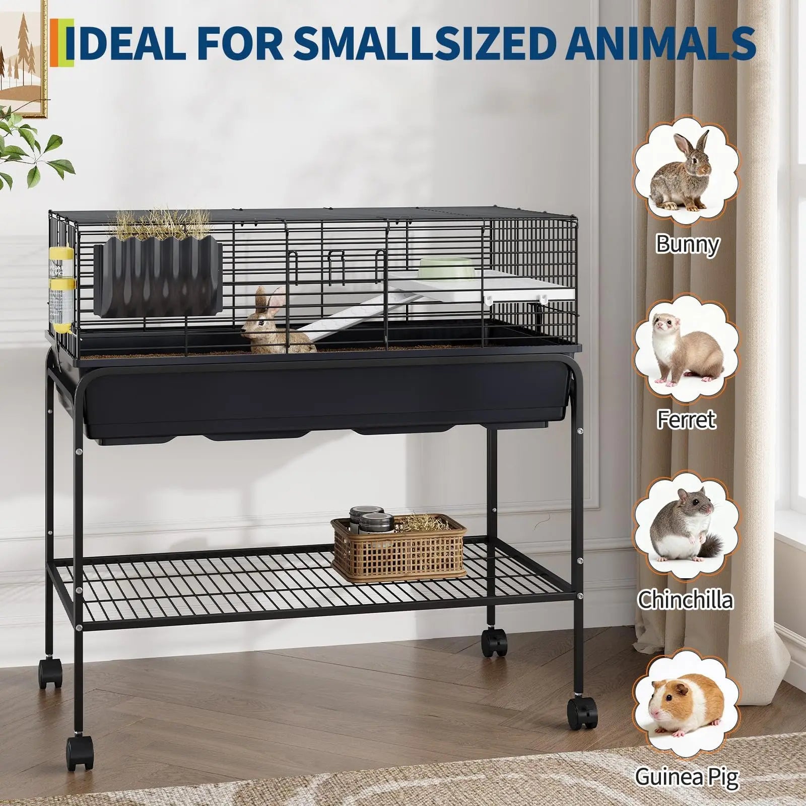 35.3"H Small Pet Cage Kit With Removable Storage Shelf