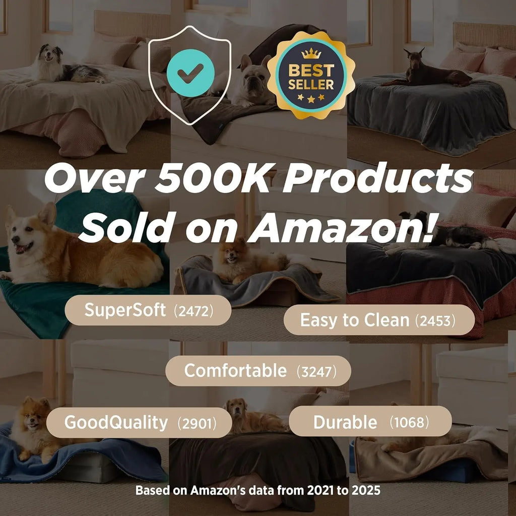 Waterproof Sherpa Fleece Pet Blanket for Large Dogs. Reversible Furniture Protector. Queen Size Grey