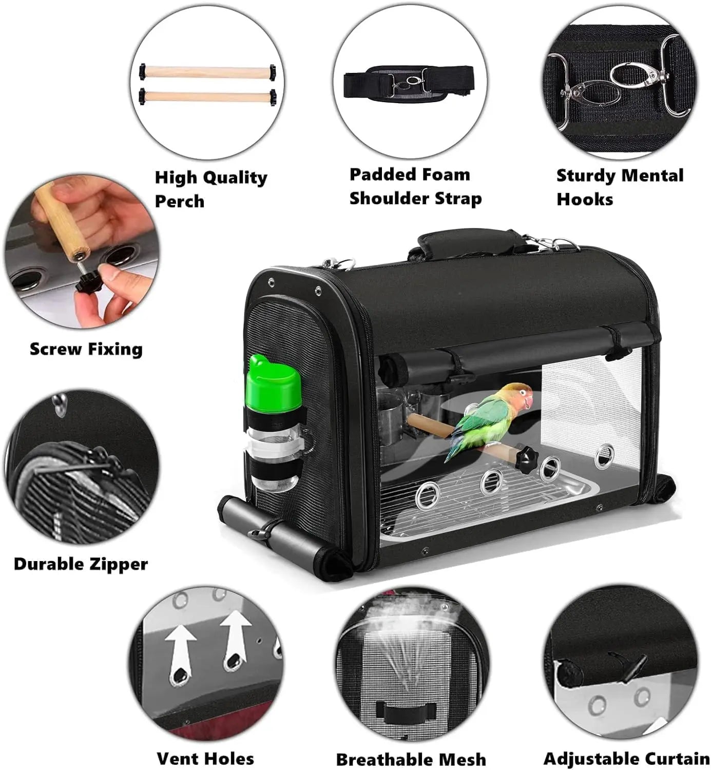 Lightweight Bird Travel Cage Backpack with Stand